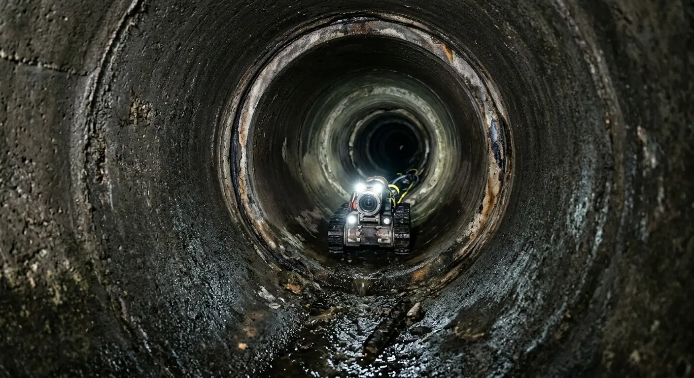 Robotic sewer camera inspecting pipe interior for Sewer Line Repair in Deerfield